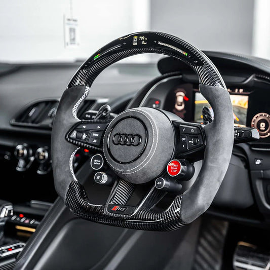 2017+ Audi R8 Carbon Fiber Steering Wheel + LED Gauge Strip