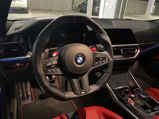 BMW M3 G80 G82 Carbon Fiber Steering Wheel+Flat Top