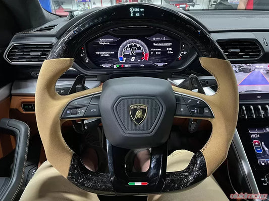 Lamborghini Urus Carbon Fiber Steering Wheel + LED Gauge Strip